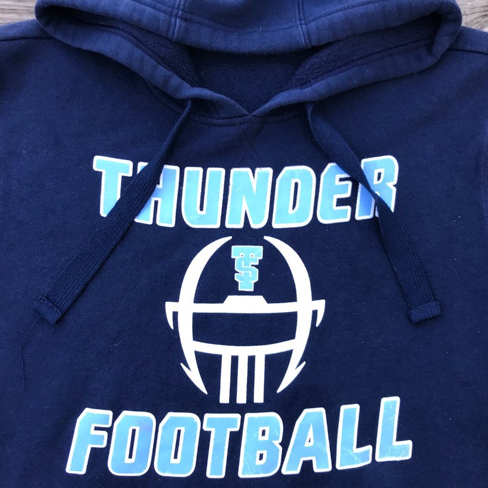 Adidas Men Hood Pull Over Jacket Blue THUNDER FOOT - Picture 4 of 7